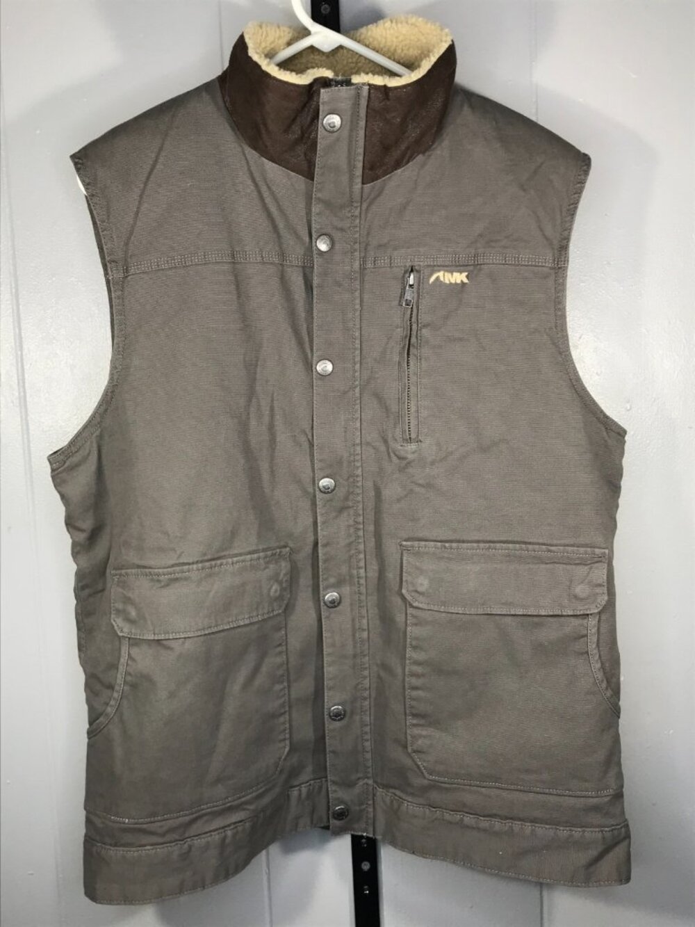 Mountain Khakis Vest Mens MD Brown Canvas Sherpa Lined Full Zip Outdoor Rugged